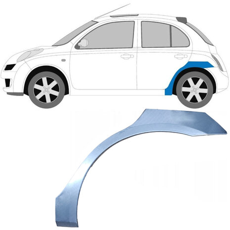 Links Reparaturblech f&uuml;r Heckfl&uuml;gel Nissan Micra