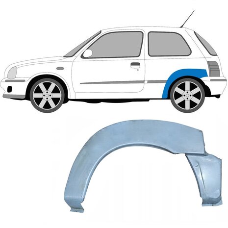 Links Reparaturblech f&uuml;r Heckfl&uuml;gel Nissan Micra
