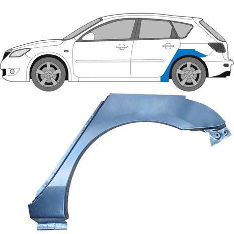 Links Reparaturblech f&uuml;r Heckfl&uuml;gel Mazda 3