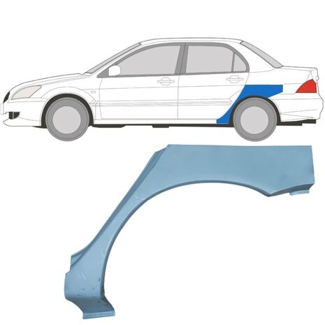 Links Reparaturblech f&uuml;r Heckfl&uuml;gel Mitsubishi Lancer
