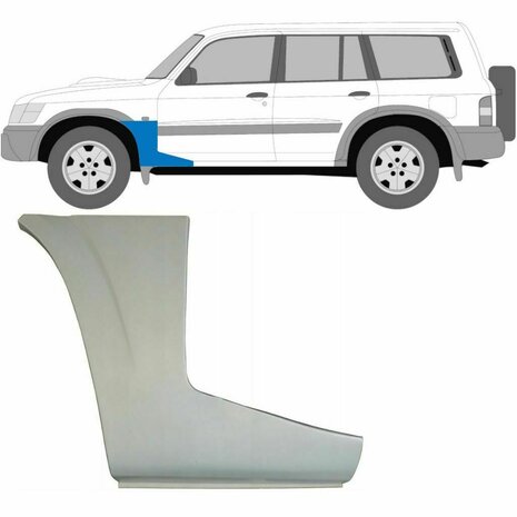 Links Reparaturblech f&uuml;r den unteren Teil des Frontkotfl&uuml;gels Nissan Patrol