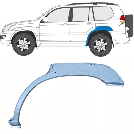 Links Heckkotfl&uuml;gel Reparaturblech mit Loch Toyota Land Cruiser
