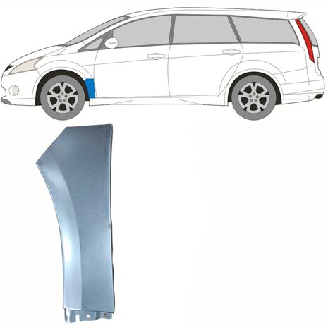 Links Reparaturblech f&uuml;r Frontkotfl&uuml;gel Mitsubishi Grandis