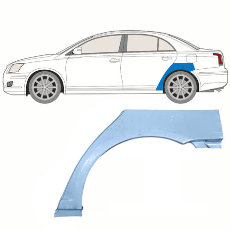 Links Reparaturblech f&uuml;r Heckfl&uuml;gel Toyota Avensis