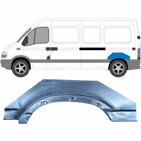 Links Reparaturblech f&uuml;r Heckfl&uuml;gel Nissan Interstar Opel Movano Renault Master