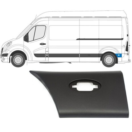 Links Seitliche Verkleidung des hinteren Kotfl&uuml;gels hinter dem Rad Nissan Interstar Opel Movano Renault Master