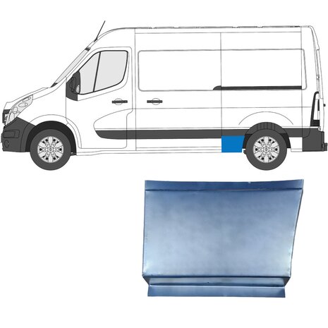 Links Reparaturblech f&uuml;r Heckfl&uuml;gel Nissan Interstar Opel Movano Renault Master