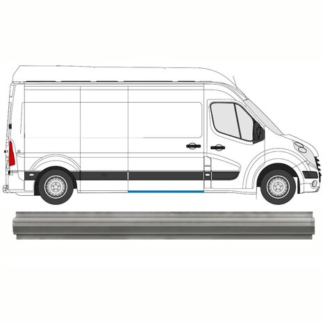 Rechts Reparaturblech f&uuml;r Schiebet&uuml;rschwelle Nissan Interstar Opel Movano Renault Master