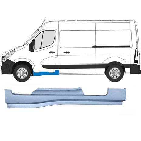 Links Reparaturblech f&uuml;r vordere T&uuml;rschwelle Nissan Interstar Opel Movano Renault Master