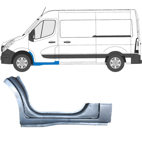 Links Reparaturblech f&uuml;r vordere T&uuml;rschwelle Nissan Interstar Opel Movano Renault Master