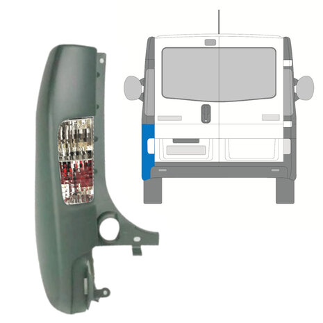 Links Sto&szlig;stangenecke hinten mit Lampe Nissan Primastar Opel Vivaro Renault Trafic