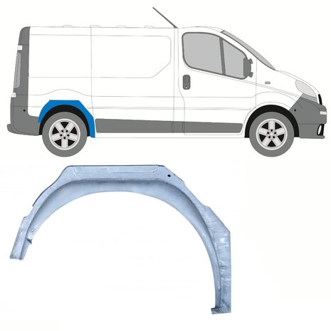 Rechts Reparaturblech f&uuml;r den inneren hinteren Radkasten Nissan Primastar Opel Vivaro Renault Trafic