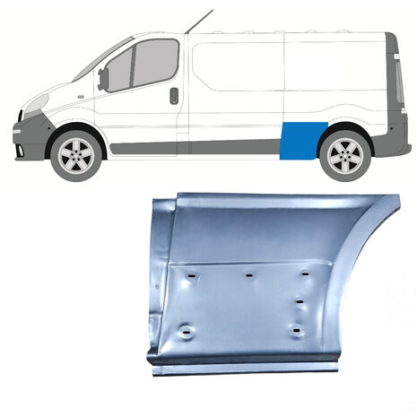 Links Reparaturblech f&uuml;r Heckfl&uuml;gel Nissan Primastar Opel Vivaro Renault Trafic