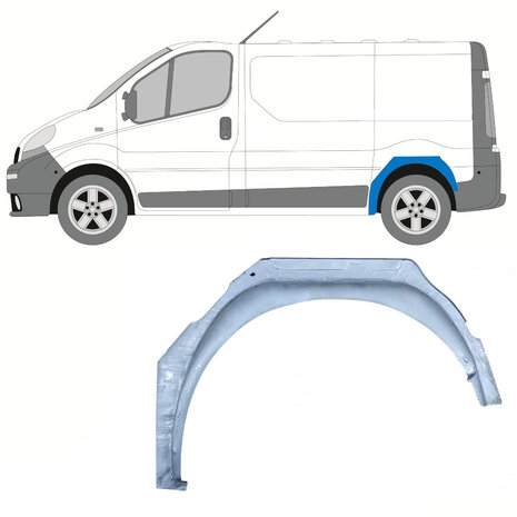 Links Reparaturblech f&uuml;r den inneren hinteren Radkasten Nissan Primastar Opel Vivaro Renault Trafic