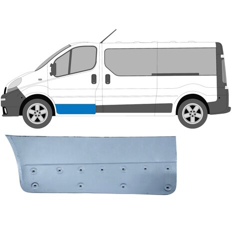Links Reparaturblech f&uuml;r Vordert&uuml;r Nissan Primastar Opel Vivaro Renault Trafic