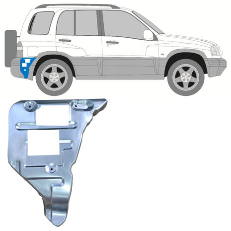 Rechts Reparaturblech f&uuml;r die hintere Sto&szlig;stangenhalterung Suzuki Grand Vitara