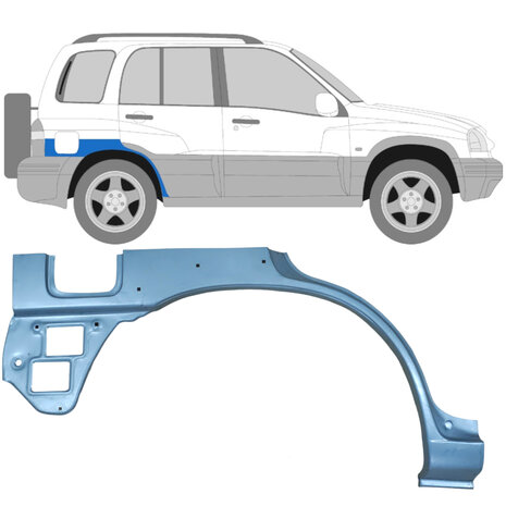 Rechts Heckkotfl&uuml;gel Reparaturblech mit Loch Suzuki Grand Vitara