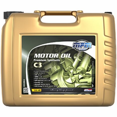 Motor oil 5W40 Premium Synthetic C3 - 20 Liters MPM Oil