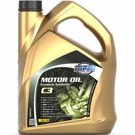 Motorolie 5W40 Premium Synthetic C3 - 5 Liter MPM Oil