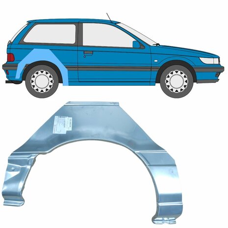Rechts Reparaturblech f&uuml;r Heckfl&uuml;gel Mitsubishi Colt