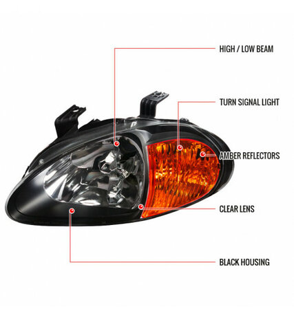 Headlights one piece black JDM Spring Honda Del Sol
