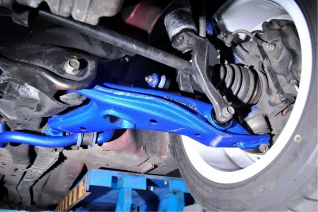 Draagarmen voorzijde onder blauw - Gehard rubberen bussen Hardrace Honda Civic