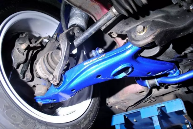 Draagarmen voorzijde onder blauw - Gehard rubberen bussen Hardrace Honda Civic