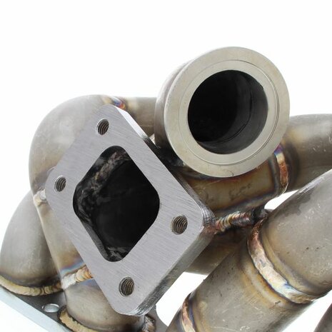 Turbo spruitstuk rvs Ramhorn met T3 flens, 44-46mm V-band wastegate flens SRS Honda B-series