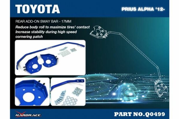 Add on stabilisatorstang Achterzijde Toyota Prius alpha Hardrace
