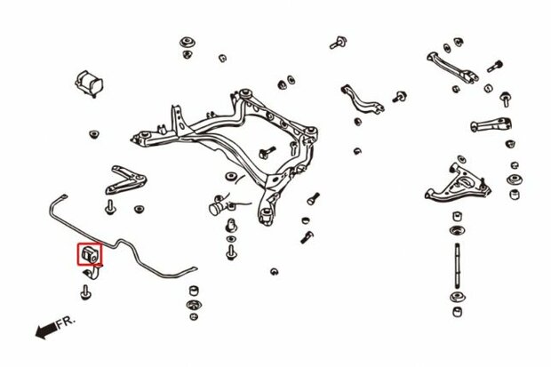 barre stabilisatrice arri&egrave;re renforc&eacute;e en caoutchouc tpv NISSAN 240SX 89-94 S13TPV1 Hardrace