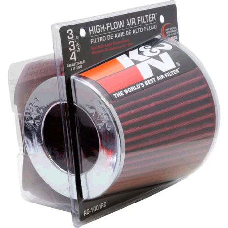 Air filter - &Oslash;3.0/3.5/4.0&#039;&#039;&#039; - red/chrome K&amp;N