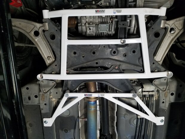 Front H-Brace 5 Point White Steel Mitsubishi Lancer Evolution Ultra Racing