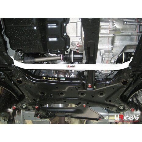 Front Lower Strut Brace White Steel Mitsubishi Lancer Ultra Racing
