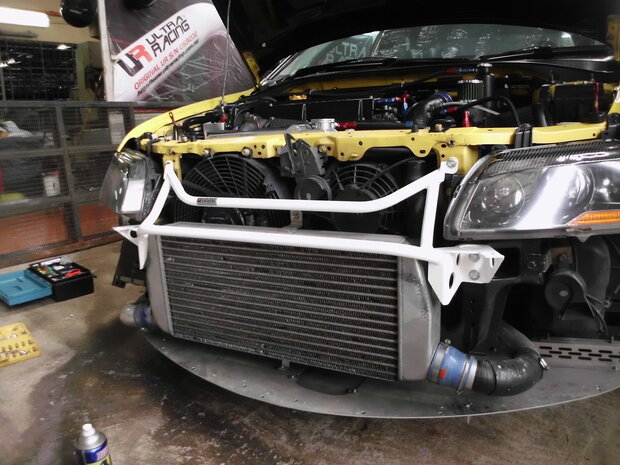 Front Torsion Bar 4 Points White Steel Mitsubishi Lancer Evolution Ultra Racing