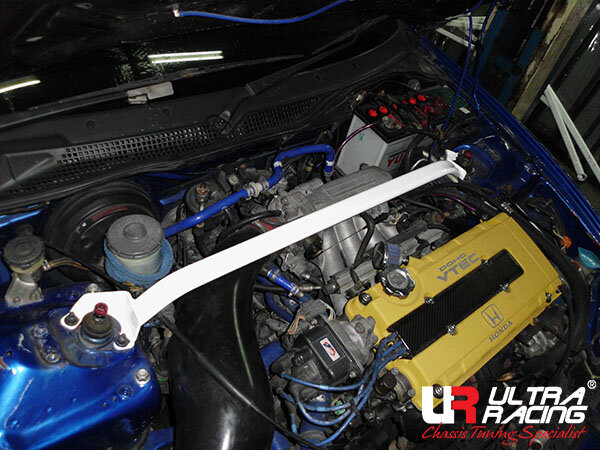 Avant barre de renfort 2 points en acier blanc Honda Civic Ultra Racing