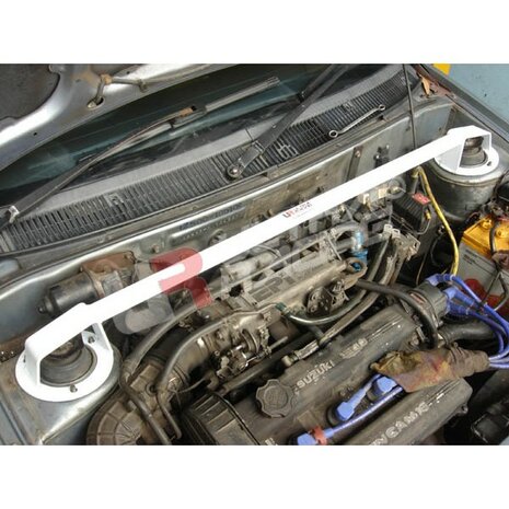 Front Strut Brace 2 Points White Steel Suzuki Swift Ultra Racing