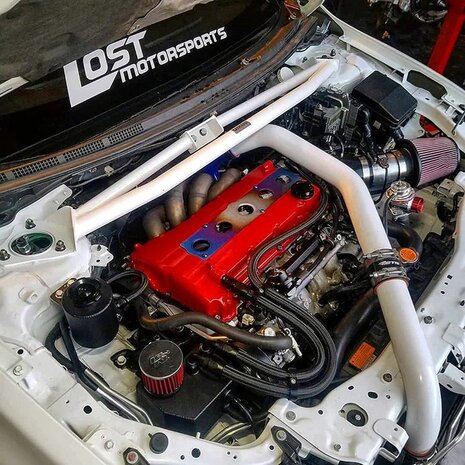 Front strut bar 3 points white steel Mitsubishi Lancer Evolution Ultra Racing