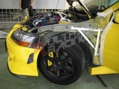 Wing Bracket 3 Points White Steel Mitsubishi Lancer Evolution Ultra Racing