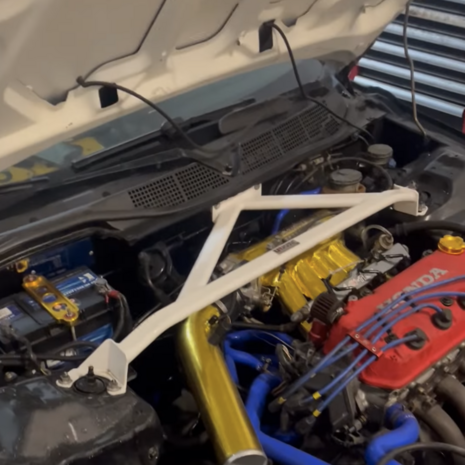 Avant barre de renfort 3 points en acier blanc Honda Civic Ultra Racing