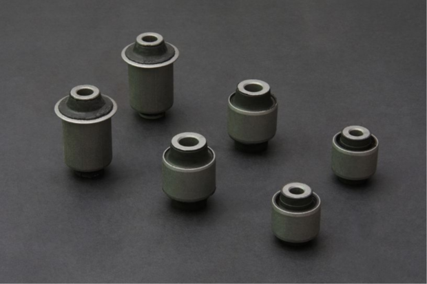 Draagarmbussen achterzijde onder - Gehard rubberen bussen Hardrace Honda Prelude