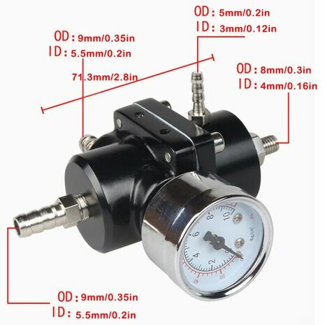 Fuel Pressure Regulator - Black US-Racing