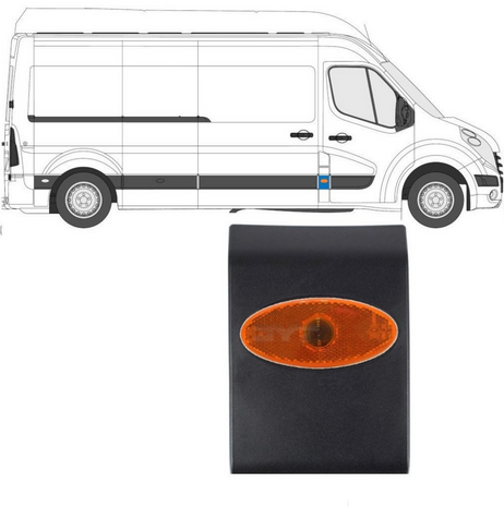 Zijbekleding voorstijl met lamp Nissan Interstar Opel Movano Renault Master