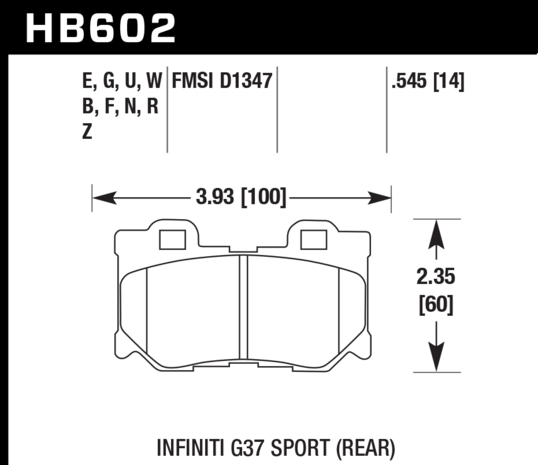 Achter Remblokken Hawk HP Plus Nissan 370Z