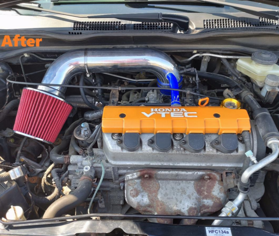 Short ram intake - Polished US-Racing Honda Civic