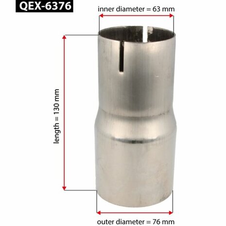 Exhaust pipe reducer &Oslash;63.5mm/2.5''->76mm/3.0'' QSP
